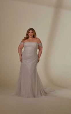 Mori Lee 3393 Lyrica Off The Shoulder Sparkly Plus Size Wedding Dress -Fashion wedding dress mjpsw f23 3393 04