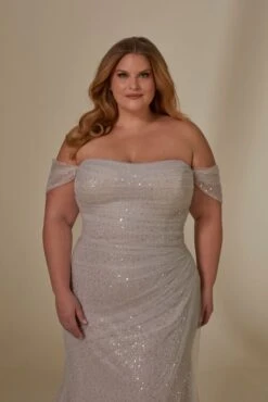Mori Lee 3393 Lyrica Off The Shoulder Sparkly Plus Size Wedding Dress -Fashion wedding dress mjpsw f23 3393 05