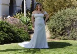 Mori Lee 3393 Lyrica Off The Shoulder Sparkly Plus Size Wedding Dress -Fashion wedding dress mjpsw f23 3393 07