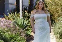Mori Lee 3393 Lyrica Off The Shoulder Sparkly Plus Size Wedding Dress -Fashion wedding dress mjpsw f23 3393 08