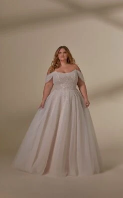 Mori Lee 3399 Luna Sheer Top Off The Shoulder Plus Size Bridal Dress -Fashion wedding dress mjpsw f23 3399 04