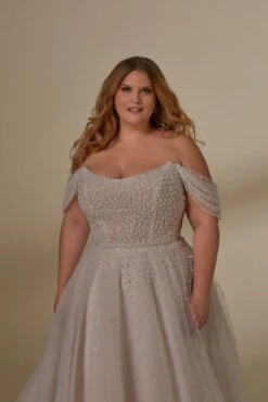 Mori Lee 3399 Luna Sheer Top Off The Shoulder Plus Size Bridal Dress -Fashion wedding dress mjpsw f23 3399 05