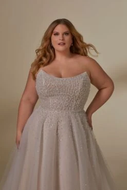 Mori Lee 3399 Luna Sheer Top Off The Shoulder Plus Size Bridal Dress -Fashion wedding dress mjpsw f23 3399 06