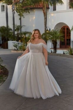 Mori Lee 3399 Luna Sheer Top Off The Shoulder Plus Size Bridal Dress -Fashion wedding dress mjpsw f23 3399 07