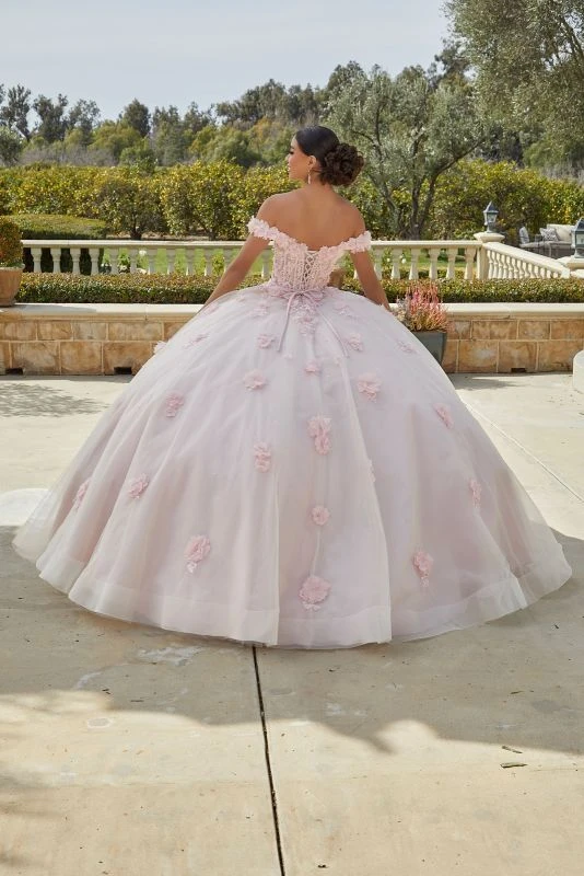Mori Lee 60185 3D Flowers Sheer Bodice Quinceanera Dress 3 Mori Lee 60185 3D Flowers Sheer Bodice Quinceanera Dress - Image 3