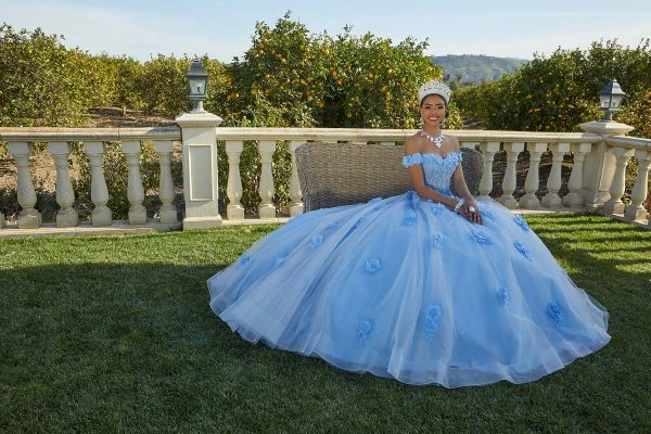 Mori Lee 60185 3D Flowers Sheer Bodice Quinceanera Dress 6 Mori Lee 60185 3D Flowers Sheer Bodice Quinceanera Dress - Image 6