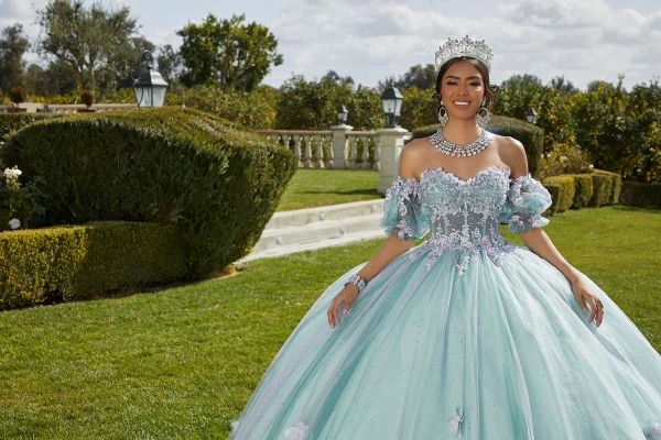 Mori Lee 89421 3D Flowers Sheer Bodice Quince Dress 2 Mori Lee 89421 3D Flowers Sheer Bodice Quince Dress - Image 2