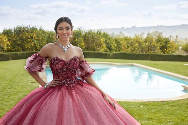 Mori Lee 89421 3D Flowers Sheer Bodice Quince Dress 9 Mori Lee 89421 3D Flowers Sheer Bodice Quince Dress - Image 9