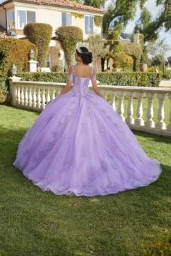 Mori Lee 89422 Cold Shoulder Lace Bodice Quince Dress -Fashion wedding dress mlvss f23 89422 03