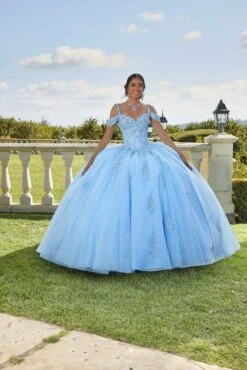 Mori Lee 89422 Cold Shoulder Lace Bodice Quince Dress -Fashion wedding dress mlvss f23 89422 04