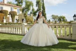 Mori Lee 89422 Cold Shoulder Lace Bodice Quince Dress -Fashion wedding dress mlvss f23 89422 06