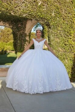 Mori Lee 89432 Scalloped Train V-Neck Sweet 16 Dress