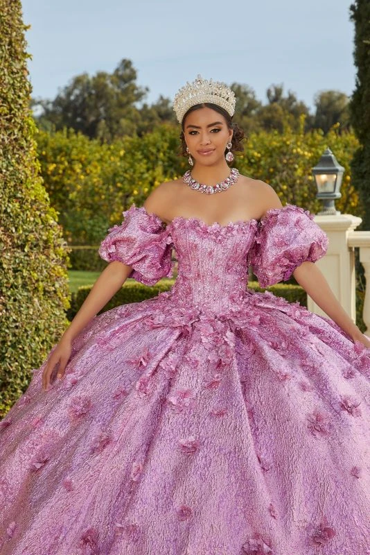 Mori Lee 89436 Puff Sleeve Metallic Sweet 16 Gown 2 Mori Lee 89436 Puff Sleeve Metallic Sweet 16 Gown - Image 2