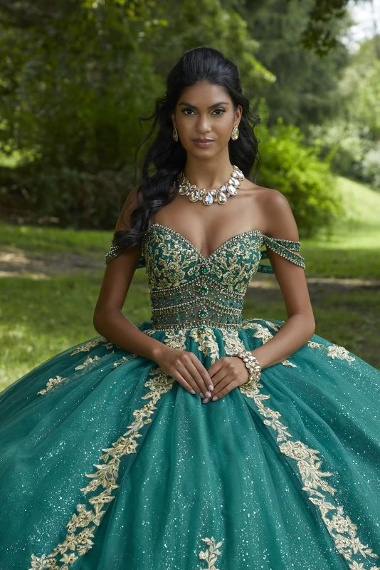 Mori Lee 89442 Emerald/Gold Quinceanera Dress 2 Mori Lee 89442 Emerald/Gold Quinceanera Dress - Image 2