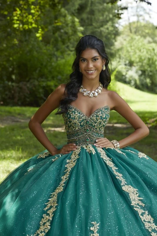 Mori Lee 89442 Emerald/Gold Quinceanera Dress 3 Mori Lee 89442 Emerald/Gold Quinceanera Dress - Image 3