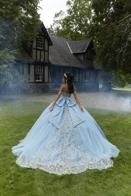 Mori Lee 89458 Bahama Blue/Gold Quinceanera Dress 6 Mori Lee 89458 Bahama Blue/Gold Quinceanera Dress - Image 6