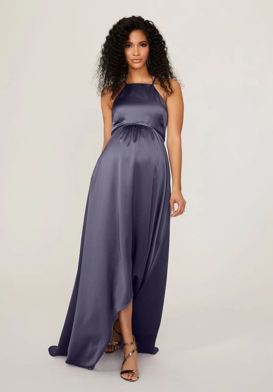 Mori Lee 14101 Halter Neck Tie Waist Maternity Bridesmaid Dress 6 Mori Lee 14101 Halter Neck Tie Waist Maternity Bridesmaid Dress - Image 6