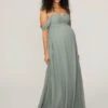 Mori Lee 14103 Ruched Bodice Cold Shoulder Maternity Bridesmaid Dress