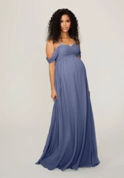 Mori Lee 14103 Ruched Bodice Cold Shoulder Maternity Bridesmaid Dress -Fashion wedding dress mori lee 14103 maternity bridesmaid dress 07.1085
