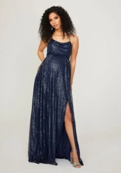 Mori Lee 14104 Front Slit Cowl Neck Maternity Bridesmaid Dress