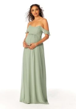Mori Lee 14111 Ruffle Sleeve Off Shoulder Maternity Bridesmaid Dress