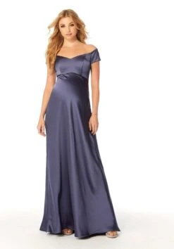 Mori Lee 14112 Off The Shoulder Satin Maternity Bridesmaid Dress