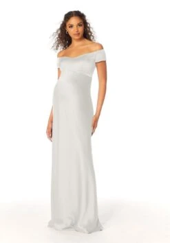 Mori Lee 14112 Off The Shoulder Satin Maternity Bridesmaid Dress -Fashion wedding dress mori lee 14112 maternity bridesmaid dress 08.1085