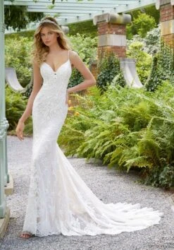 Mori Lee 2033 Perdita Beaded Spaghetti Straps Bridal Dress