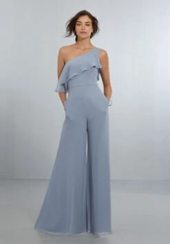 Mori Lee 21574 One-Shoulder Bridesmaid Jumpsuit