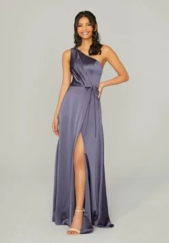 Mori Lee 21754 High Slit One Shoulder Bridesmaid Dress