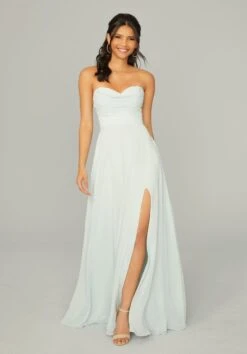 Mori Lee 21766 High Slit Strapless Bridesmaid Dress