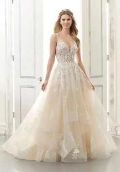 Mori Lee 2176W Audrey Flounce Skirt Plus Size Wedding Dress