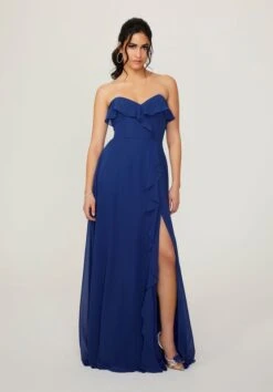 Mori Lee 21782 Ruffle Neck Strapless Bridesmaid Dress