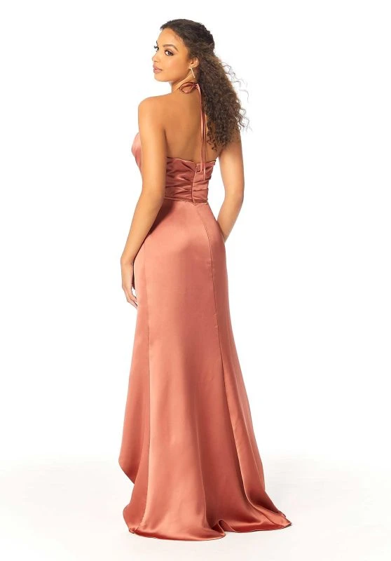 Mori Lee 21808 Faux Wrap Tie Halter Bridesmaid Dress 2 Mori Lee 21808 Faux Wrap Tie Halter Bridesmaid Dress - Image 2