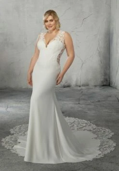 Mori Lee 3265 Romy Petal Train Plus Size Wedding Gown
