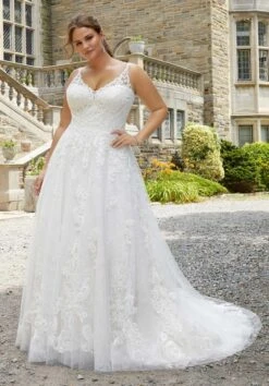 Mori Lee 3281 Samantha Illusion Strap Plus Size Wedding Dress
