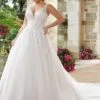 Mori Lee 3286 Sigourney Plunging Neckline Plus Size Wedding Gown