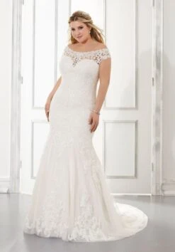 Mori Lee 3303 Aretha Off The Shoulder Plus Size Wedding Dress