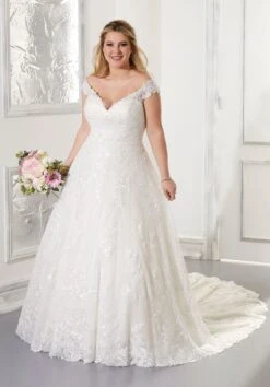 Mori Lee 3305 Audrina Embroidered Lace Plus Size Wedding Gown