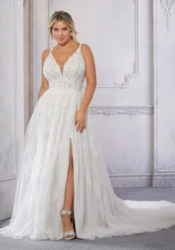 Mori Lee 3330 Clementina Slit Skirt Open Back Plus Size Wedding Dress
