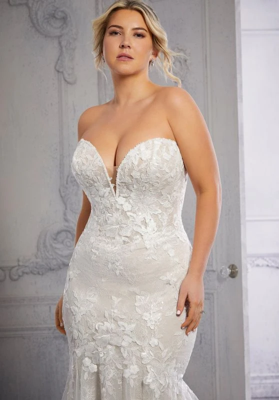 Mori Lee 3333C Circe Corset Back Floral Plus Size Bridal Dress 2 Mori Lee 3333C Circe Corset Back Floral Plus Size Bridal Dress - Image 2