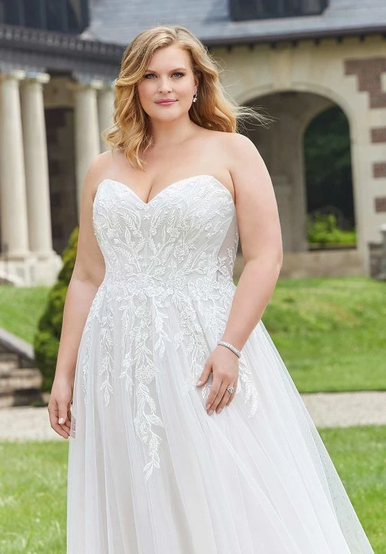 Mori Lee 3342 Elysia Off The Shoulder A-line Plus Size Wedding Dress 2 Mori Lee 3342 Elysia Off The Shoulder A-line Plus Size Wedding Dress - Image 2
