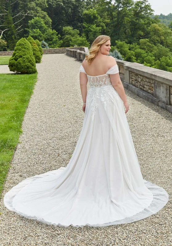 Mori Lee 3342 Elysia Off The Shoulder A-line Plus Size Wedding Dress 3 Mori Lee 3342 Elysia Off The Shoulder A-line Plus Size Wedding Dress - Image 3
