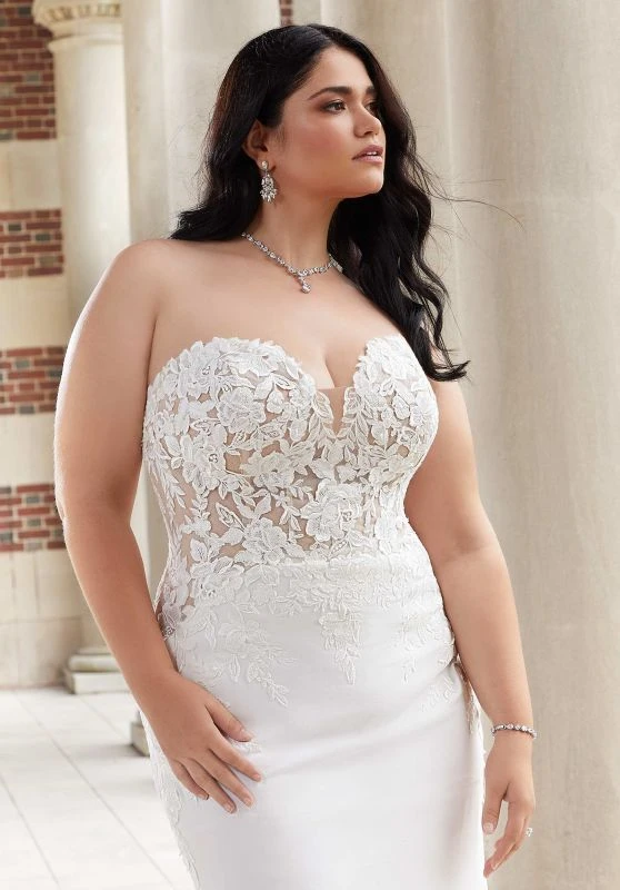 Mori Lee 3343 Evie Cutaway Train Lace Bodice Plus Size Wedding Dress 2 Mori Lee 3343 Evie Cutaway Train Lace Bodice Plus Size Wedding Dress - Image 2