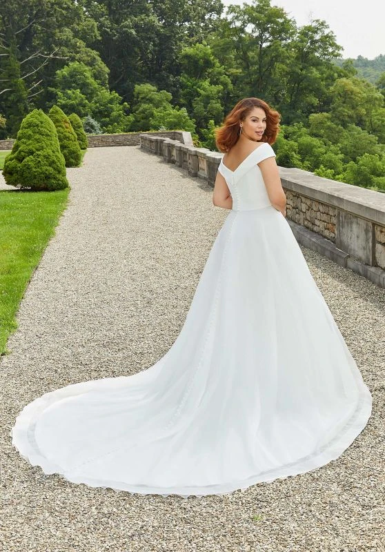 Mori Lee 3344 Essie Button Back Portrait Neck Plus Size Wedding Gown 3 Mori Lee 3344 Essie Button Back Portrait Neck Plus Size Wedding Gown - Image 3