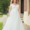 Mori Lee 3350 Evette Ruched Top Off The Shoulder Plus Size Bridal Gown