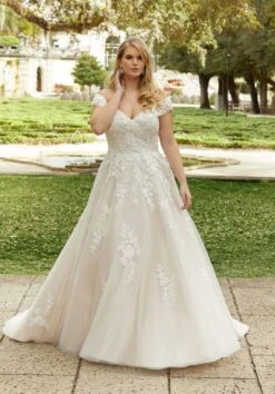 Mori Lee 3364 Gwen Off The Shoulder Floral Plus Size Wedding Gown