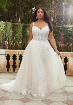 Mori Lee 3366 Georgia Corset Bodice Two Strap Plus Size Wedding Gown