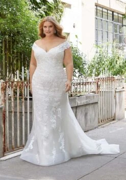 Mori Lee 3372 Heidi Sheer Train Off Shoulder Plus Size Wedding Dress -Fashion wedding dress mori lee 3372 heidi plus size wedding dress 04.1085