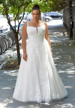 Mori Lee 3373 Hannah Scoop Neckline Low Back Plus Size Wedding Dress